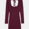 Long-Sleeve Cinch Bust Open-Back Sweater Dress,Long-Sleeve Cinch Bust Open-Back Sweater Dress Long-Sleeve Cinch Bust Open-Back Sweater Dress,Long-Sleeve Cinch Bust Open-Back Sweater Dress