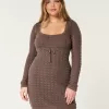 Long-Sleeve Crochet-Style Mini Dress,Long-Sleeve Crochet-Style Mini Dress