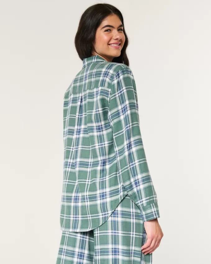 Long-Sleeve Flannel Pajama Top,Long-Sleeve Flannel Pajama Top