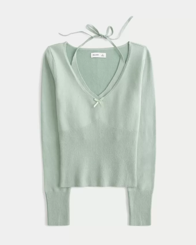 Long-Sleeve Halter Tie Sweater,Long-Sleeve Halter Tie Sweater Long-Sleeve Halter Tie Sweater,Long-Sleeve Halter Tie Sweater