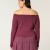 Long-Sleeve Off-the-Shoulder Top,Long-Sleeve Off-the-Shoulder Top
