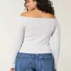 Long-Sleeve Off-the-Shoulder Top,Long-Sleeve Off-the-Shoulder Top