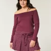 Long-Sleeve Off-the-Shoulder Top,Long-Sleeve Off-the-Shoulder Top