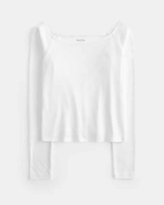 Long-Sleeve Off-the-Shoulder Top,Long-Sleeve Off-the-Shoulder Top