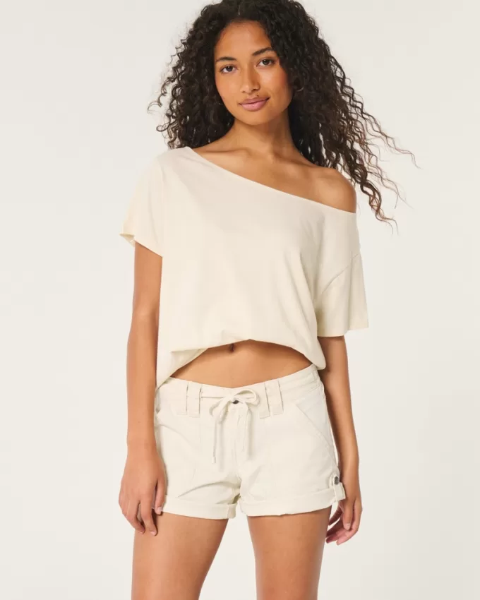 Low-Rise Adjustable Hem Shorts,Low-Rise Adjustable Hem Shorts