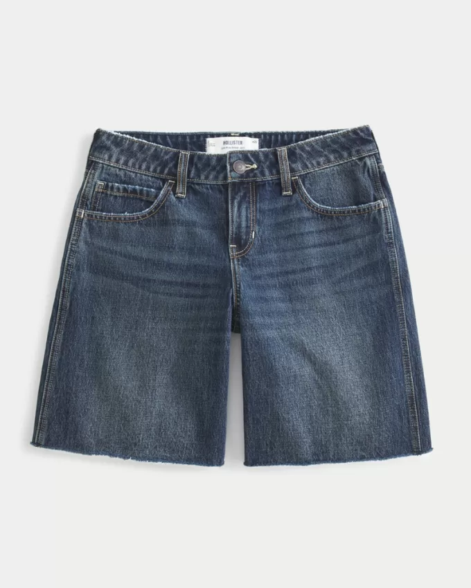 Low-Rise Dark Wash Baggy Jort,Low-Rise Dark Wash Baggy Jort