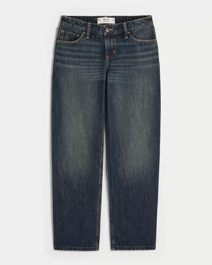 Low-Rise Dark Wash Loose Jeans,Low-Rise Dark Wash Loose Jeans