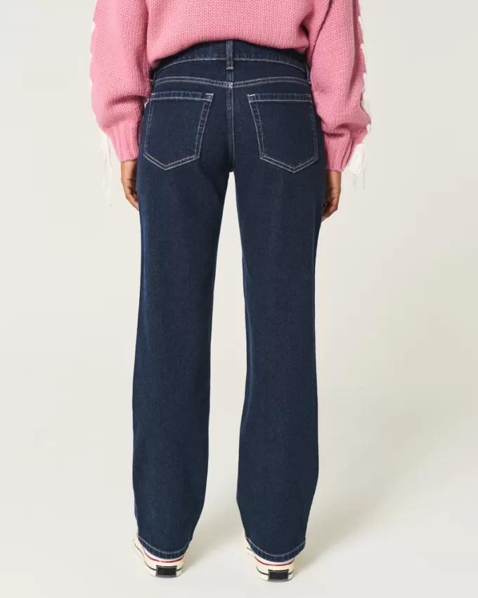 Low-Rise Dark Wash Straight Jeans,Low-Rise Dark Wash Straight Jeans
