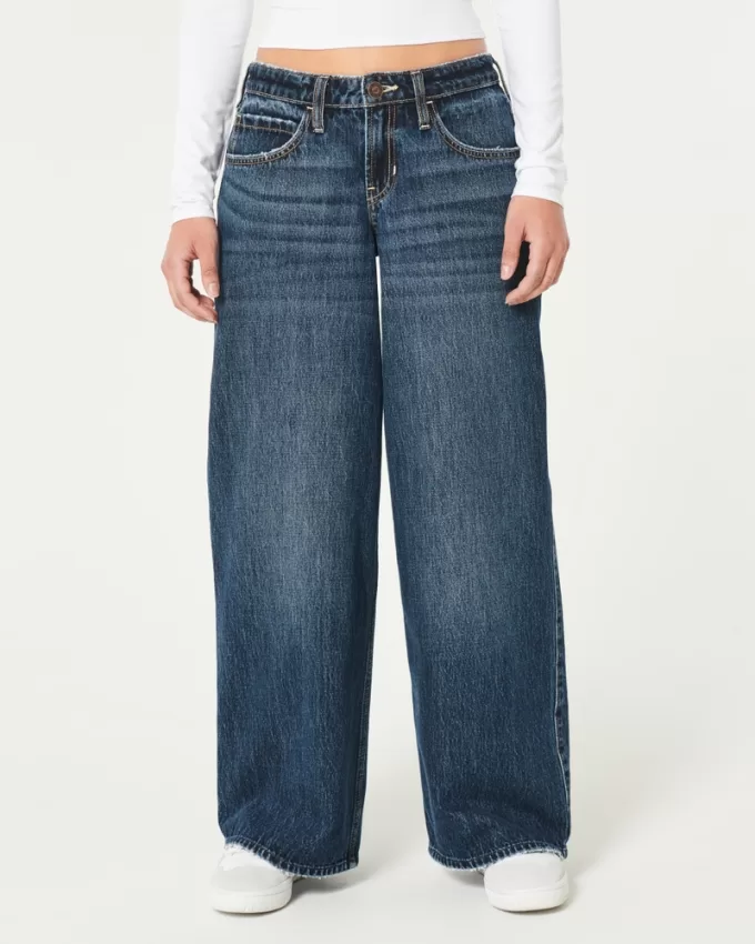 Low-Rise Dark Wash Super Baggy Jeans,Low-Rise Dark Wash Super Baggy Jeans