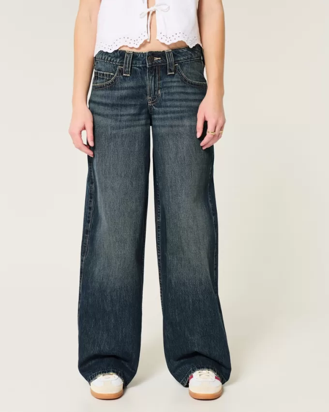 Low-Rise Dark Wash Super Baggy Jeans,Low-Rise Dark Wash Super Baggy Jeans