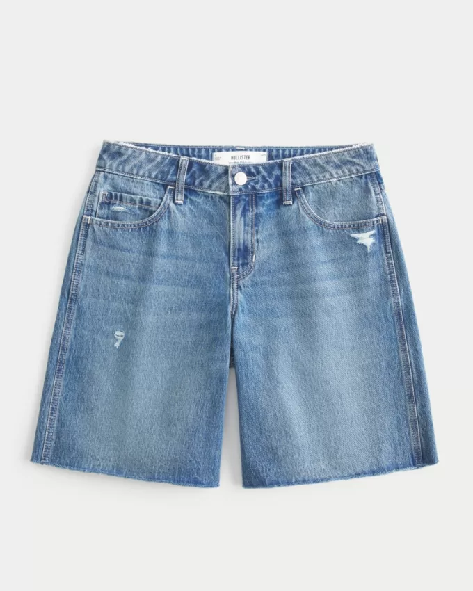 Low-Rise Distressed Baggy Jort,Low-Rise Distressed Baggy Jort