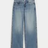 Low-Rise Floral Embroidered Medium Wash Baggy Jeans,Low-Rise Floral Embroidered Medium Wash Baggy Jeans
