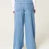 Low-Rise Floral Embroidered Medium Wash Super Baggy Jeans,Low-Rise Floral Embroidered Medium Wash Super Baggy Jeans