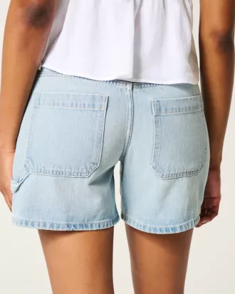 Low-Rise Light Wash Baggy Denim Carpenter Shorts 5″,Low-Rise Light Wash Baggy Denim Carpenter Shorts 5″