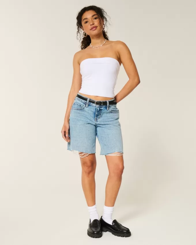 Low-Rise Light Wash Baggy Jort,Low-Rise Light Wash Baggy Jort