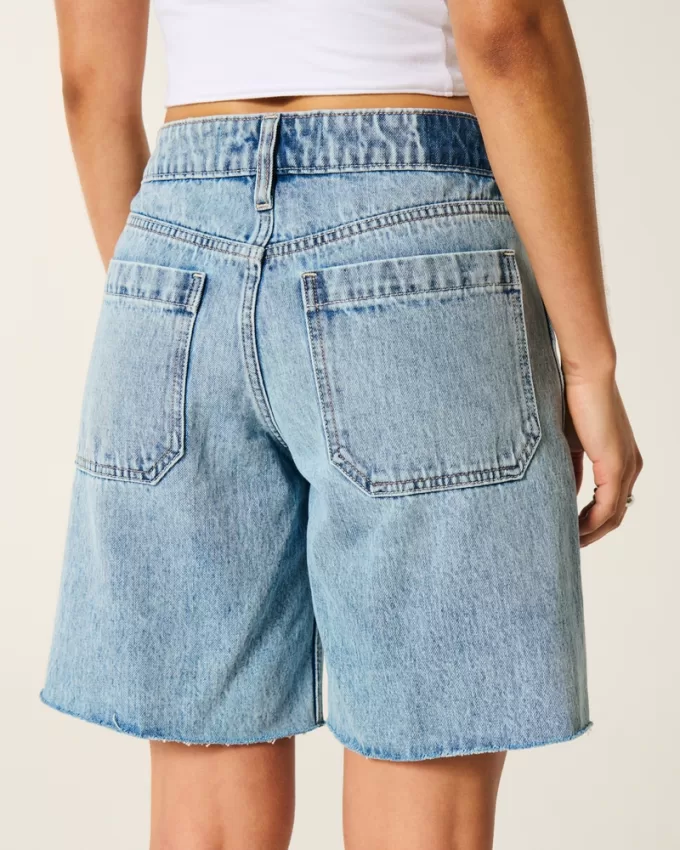 Low-Rise Light Wash Baggy Jort,Low-Rise Light Wash Baggy Jort