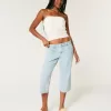 Low-Rise Light Wash Capri Jeans,Low-Rise Light Wash Capri Jeans