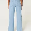 Low-Rise Light Wash Foldover Waist Baggy Jeans,Low-Rise Light Wash Foldover Waist Baggy Jeans