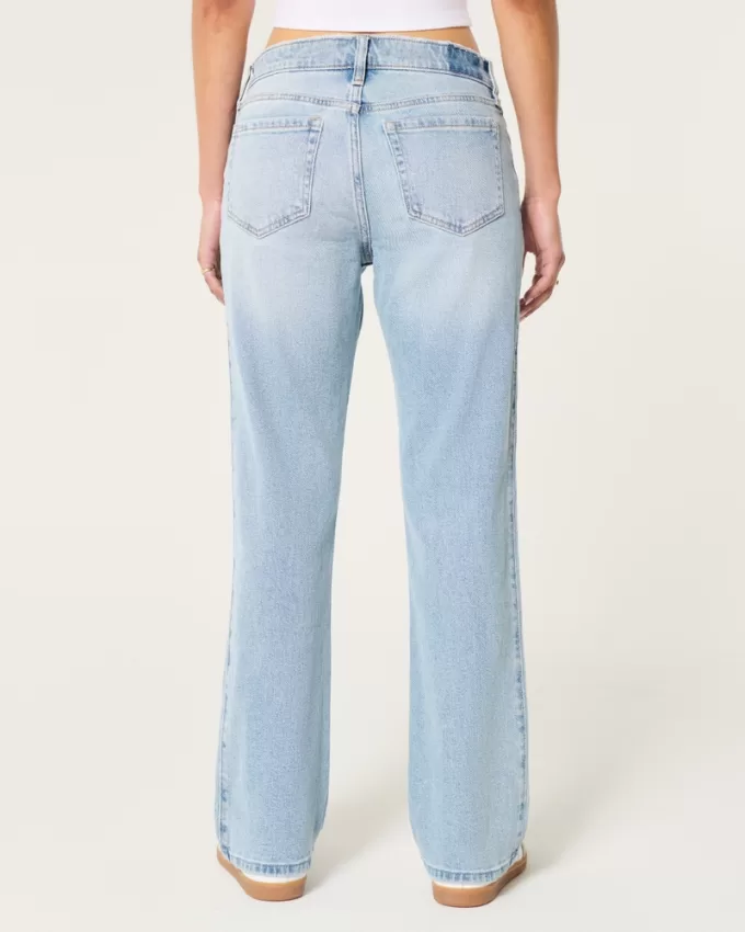 Low-Rise Light Wash Relaxed Straight Jeans,Low-Rise Light Wash Relaxed Straight Jeans