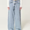 Low-Rise Light Wash Shoelace Super Baggy Jeans,Low-Rise Light Wash Shoelace Super Baggy Jeans