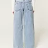 Low-Rise Light Wash Shoelace Super Baggy Jeans,Low-Rise Light Wash Shoelace Super Baggy Jeans