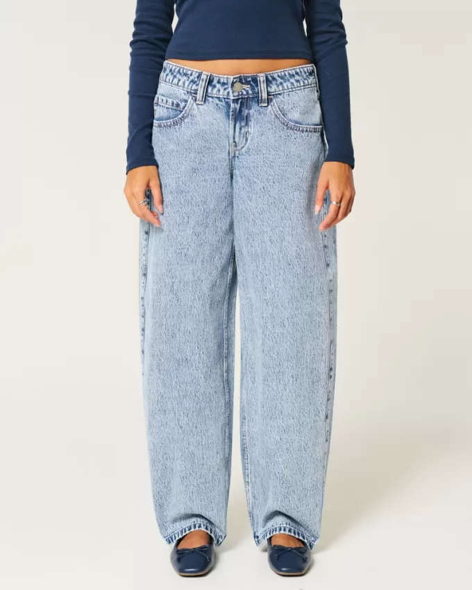 Low-Rise Light Wash Tapered Baggy Jeans,Low-Rise Light Wash Tapered Baggy Jeans