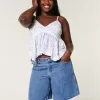 Low-Rise Medium Dark Wash Baggy Jort,Low-Rise Medium Dark Wash Baggy Jort