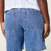 Low-Rise Medium Dark Wash Baggy Jort,Low-Rise Medium Dark Wash Baggy Jort