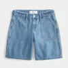 Low-Rise Medium Wash Baggy Carpenter Jort,Low-Rise Medium Wash Baggy Carpenter Jort