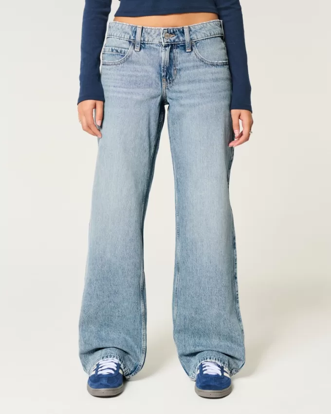 Low-Rise Medium Wash Baggy Jeans,Low-Rise Medium Wash Baggy Jeans