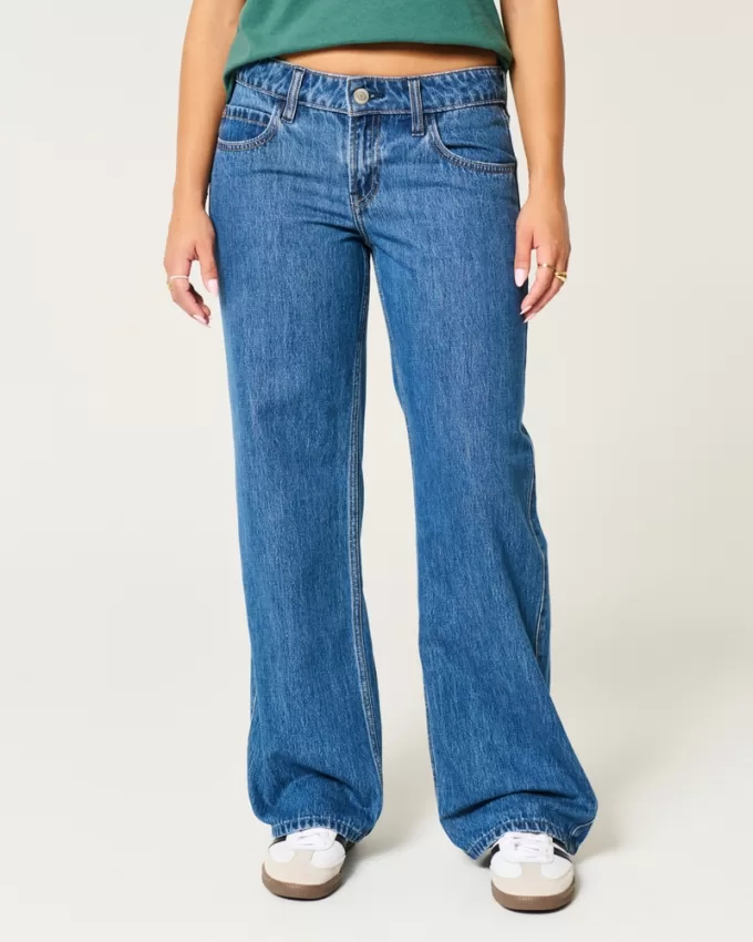 Low-Rise Medium Wash Baggy Jeans,Low-Rise Medium Wash Baggy Jeans