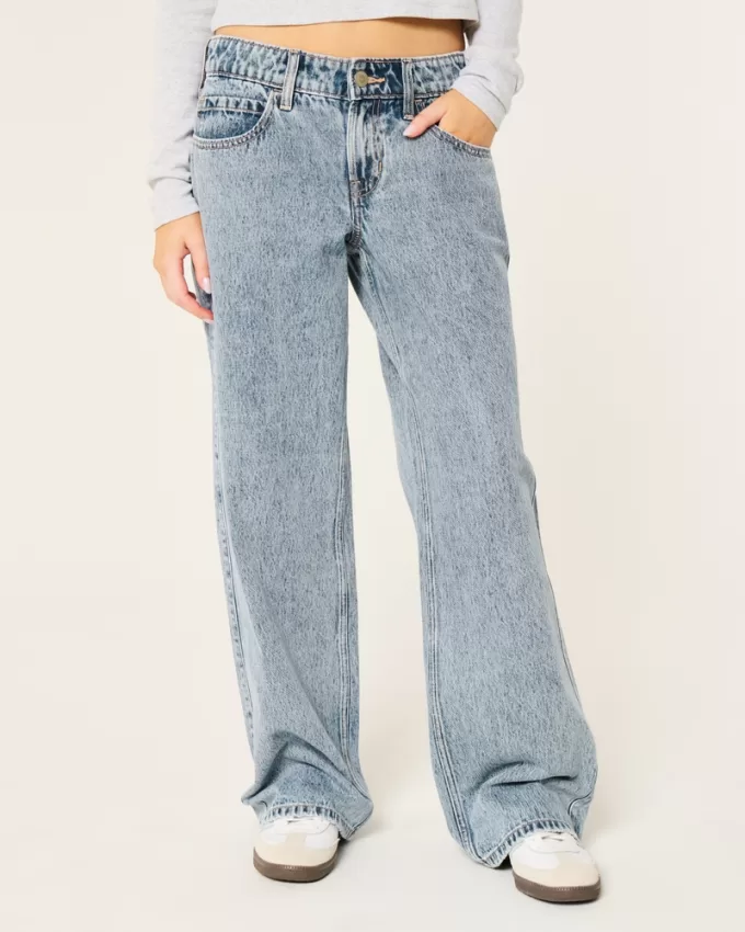 Low-Rise Medium Wash Baggy Jeans,Low-Rise Medium Wash Baggy Jeans