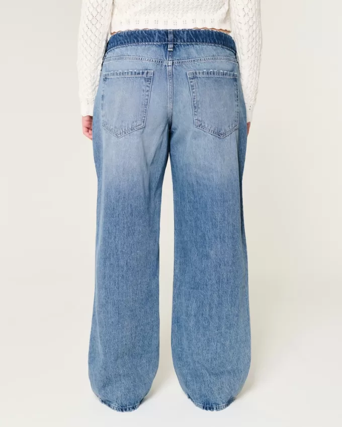 Low-Rise Medium Wash Baggy Jeans,Low-Rise Medium Wash Baggy Jeans
