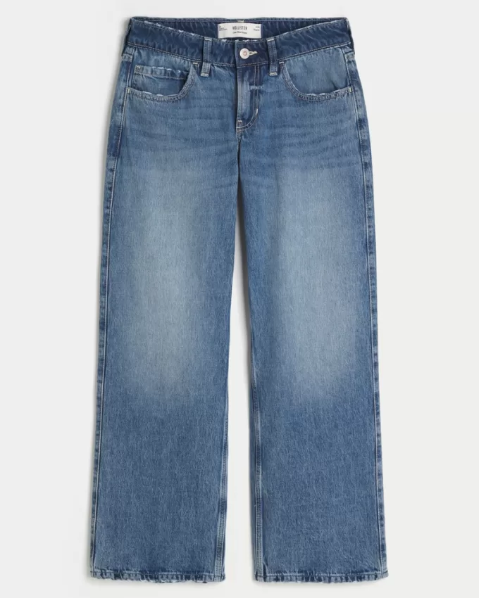 Low-Rise Medium Wash Baggy Jeans,Low-Rise Medium Wash Baggy Jeans