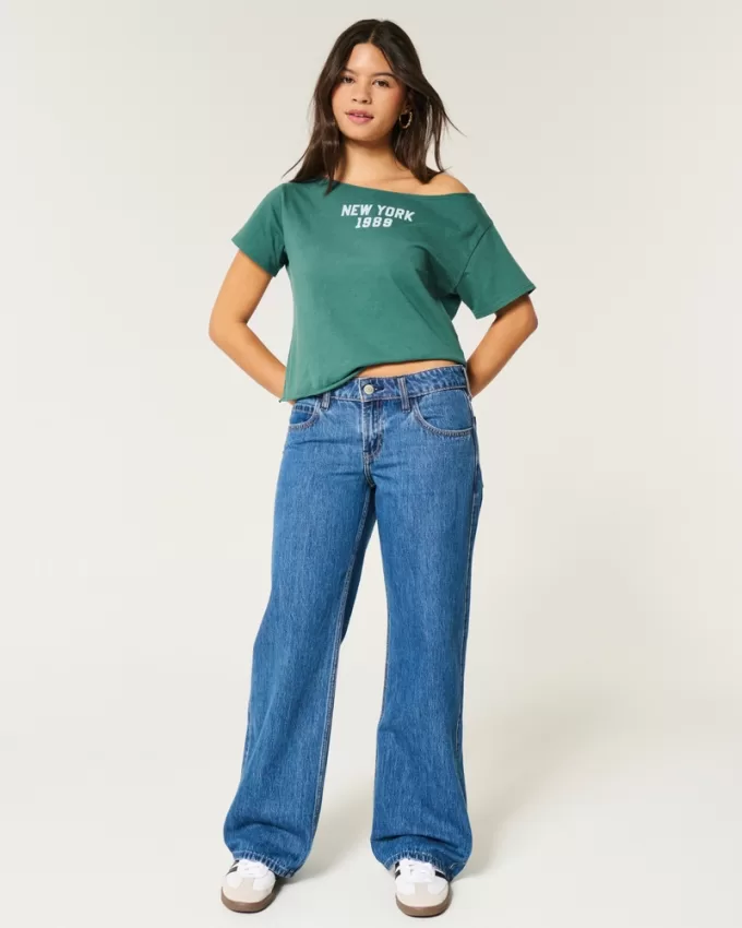 Low-Rise Medium Wash Baggy Jeans,Low-Rise Medium Wash Baggy Jeans