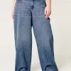 Low-Rise Medium Wash Cherry Embroidered Super Baggy Jeans,Low-Rise Medium Wash Cherry Embroidered Super Baggy Jeans