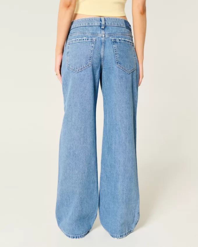 Low-Rise Medium Wash Foldover Waist Baggy Jean,Low-Rise Medium Wash Foldover Waist Baggy Jean