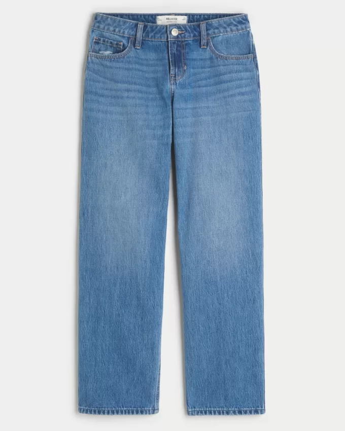 Low-Rise Medium Wash Loose Jeans,Low-Rise Medium Wash Loose Jeans
