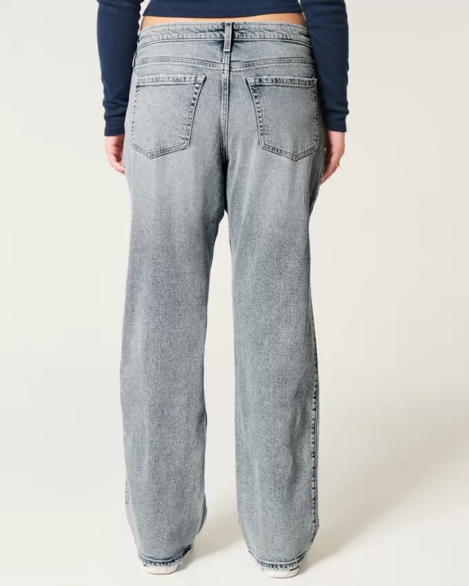 Low-Rise Medium Wash Relaxed Straight Jeans,Low-Rise Medium Wash Relaxed Straight Jeans