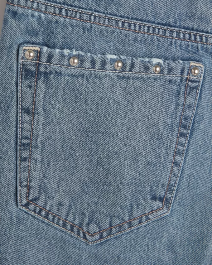 Low-Rise Medium Wash Studded Baggy Jeans,Low-Rise Medium Wash Studded Baggy Jeans