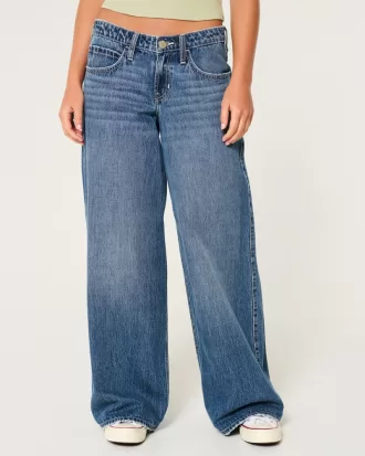 Low-Rise Medium Wash Super Baggy Jeans,Low-Rise Medium Wash Super Baggy Jeans