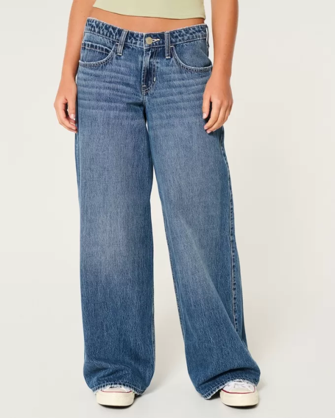 Low-Rise Medium Wash Super Baggy Jeans,Low-Rise Medium Wash Super Baggy Jeans