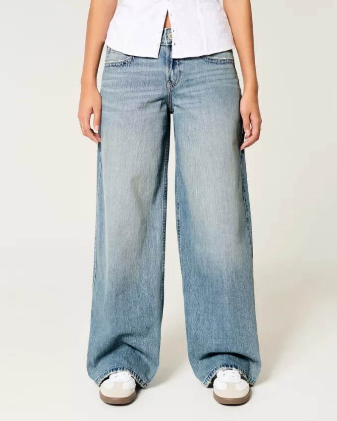 Low-Rise Medium Wash Super Baggy Jeans,Low-Rise Medium Wash Super Baggy Jeans