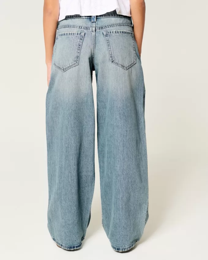Low-Rise Medium Wash Super Baggy Jeans,Low-Rise Medium Wash Super Baggy Jeans