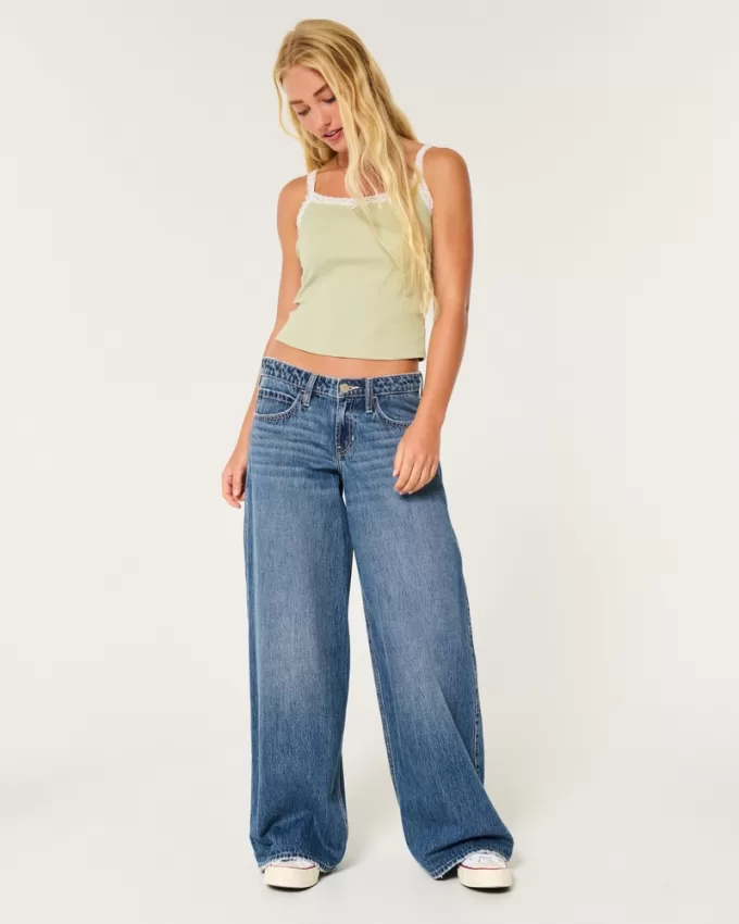 Low-Rise Medium Wash Super Baggy Jeans,Low-Rise Medium Wash Super Baggy Jeans