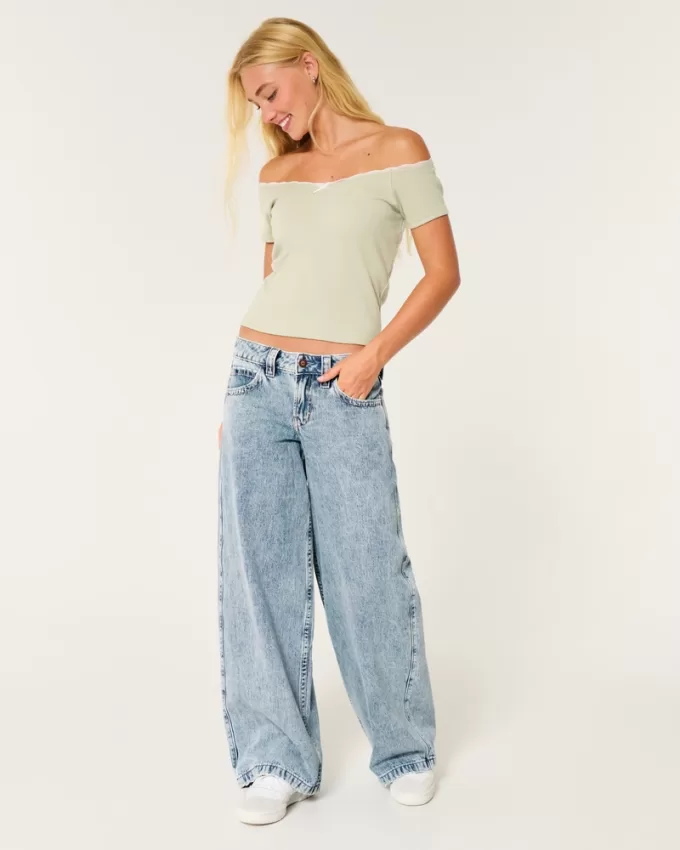 Low-Rise Medium Wash Super Baggy Jeans,Low-Rise Medium Wash Super Baggy Jeans