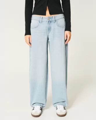 Low-Rise Medium Wash Tapered Baggy Jeans,Low-Rise Medium Wash Tapered Baggy Jeans