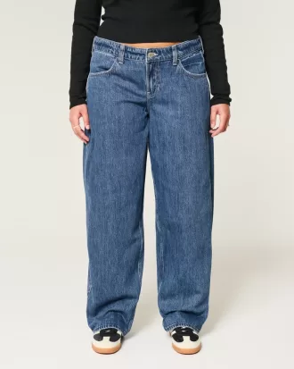 Low-Rise Medium Wash Tapered Baggy Jeans,Low-Rise Medium Wash Tapered Baggy Jeans