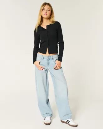 Low-Rise Medium Wash Tapered Baggy Jeans,Low-Rise Medium Wash Tapered Baggy Jeans