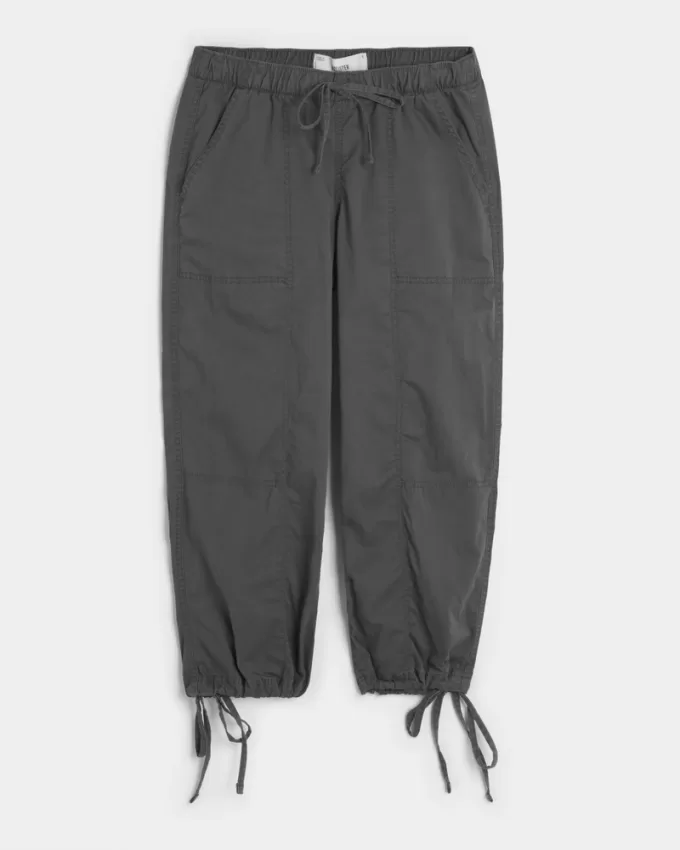 Low-Rise Poplin Baggy Capri Pants,Low-Rise Poplin Baggy Capri Pants